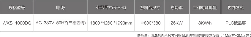 WXS-1000DG雙道清洗零部件智能清洗機技術參數